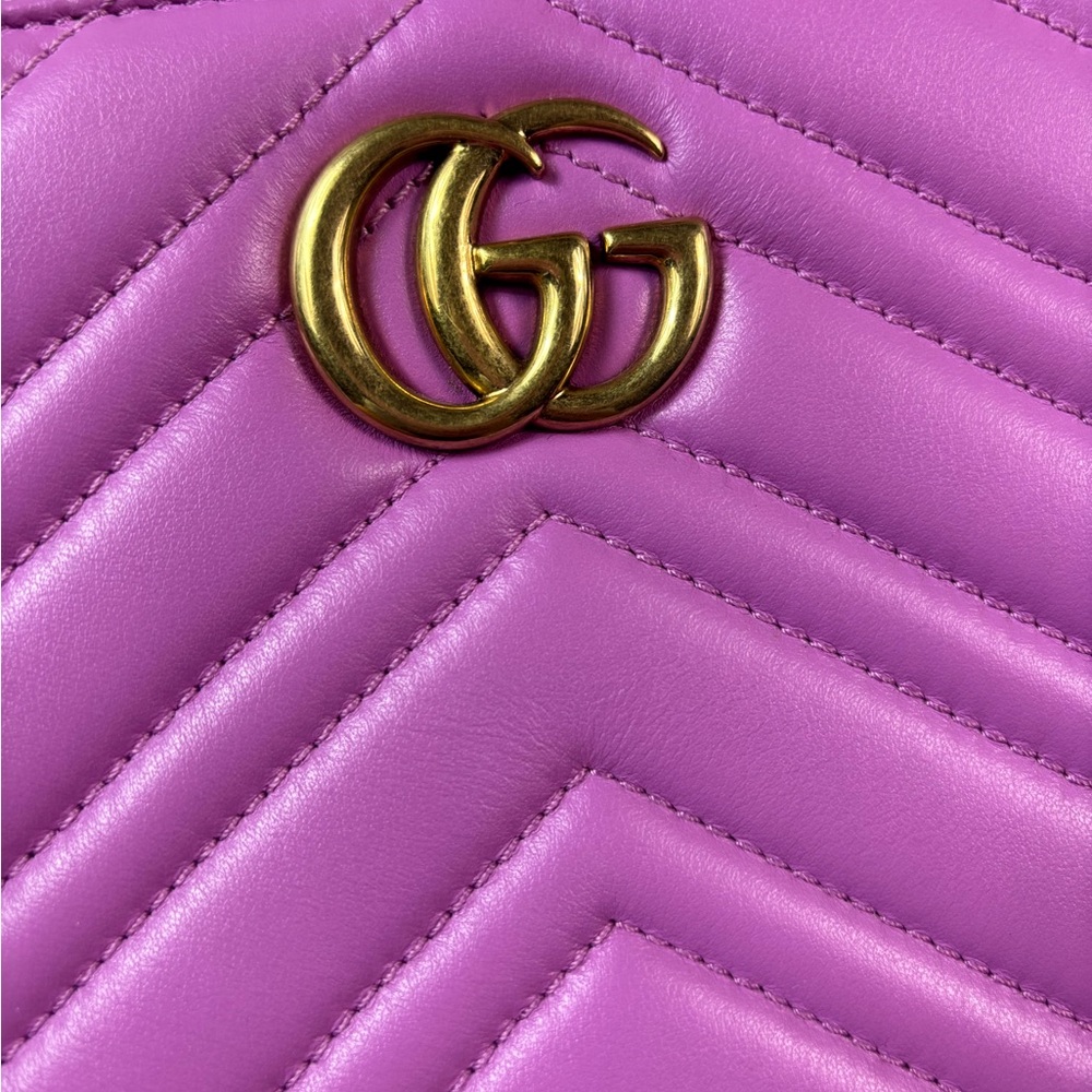 EUC GUCCI Small Pink GG Marmont Matelassé Satchel Tote - Picture 4 of 17